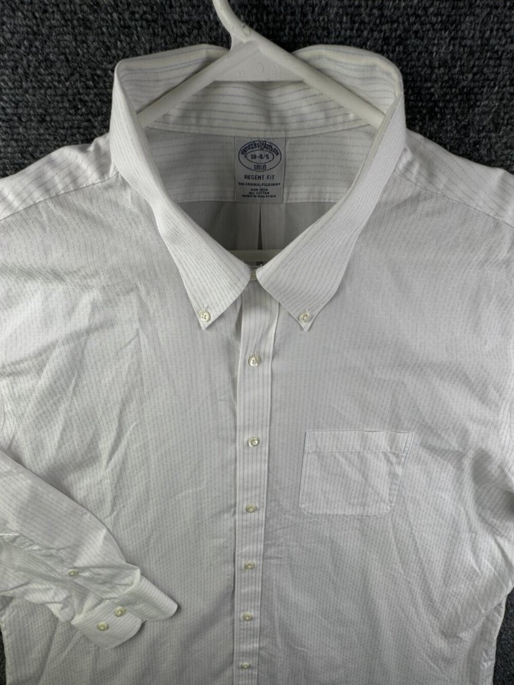 Brooks Brothers Long Sleeve Button Up Cotton White Striped 18 34/35 Regent